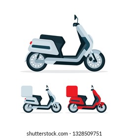 Scooter. Electric scooter vector illustration set.
Trendy modern city motorcycle.  