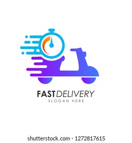 Scooter fast delivery logo design. courier logo design template icon vector