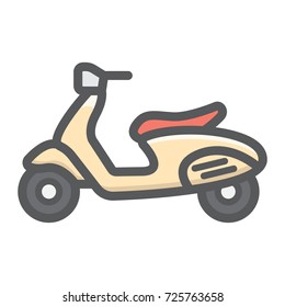 Scooter filled outline icon, transport and vehicle, motorcycle sign vector graphics, a colorful line pattern on a white background, eps 10.