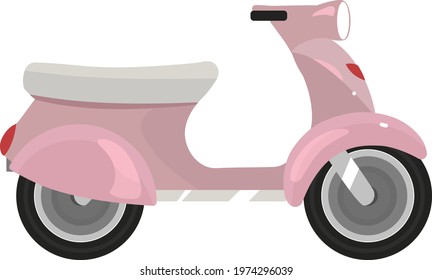 Scooter flat color vector object. Urban transportation option. Moped. Motorized individual transport. Low-speed motorcycle isolated cartoon illustration for web graphic design and animation