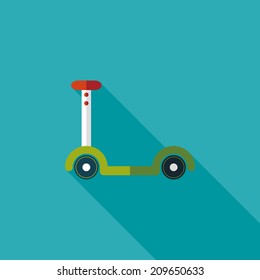 scooter flat icon with long shadow