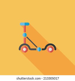 scooter flat icon with long shadow