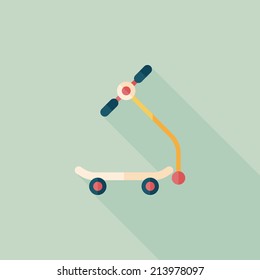 scooter flat icon with long shadow
