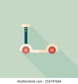 scooter flat icon with long shadow
