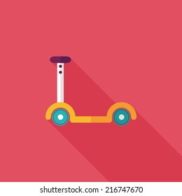 scooter flat icon with long shadow
