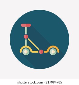 scooter flat icon with long shadow