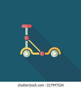 scooter flat icon with long shadow
