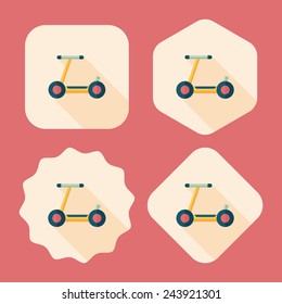 scooter flat icon with long shadow