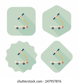 scooter flat icon with long shadow