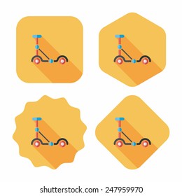 scooter flat icon with long shadow