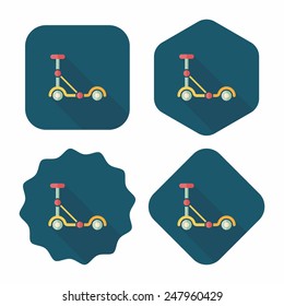 scooter flat icon with long shadow