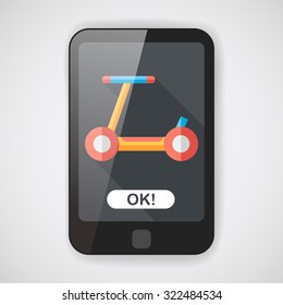 scooter flat icon with long shadow