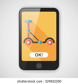 scooter flat icon with long shadow