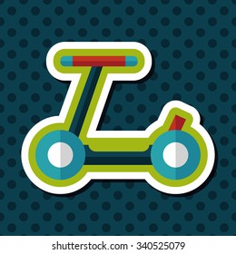 scooter flat icon with long shadow