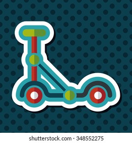 scooter flat icon with long shadow