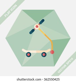 scooter flat icon with long shadow