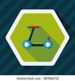 scooter flat icon with long shadow
