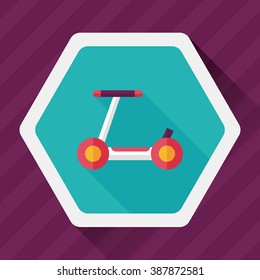 scooter flat icon with long shadow