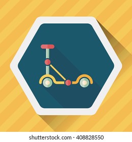 scooter flat icon with long shadow