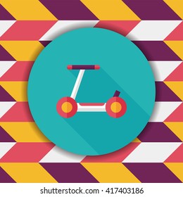 scooter flat icon with long shadow