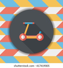 scooter flat icon with long shadow