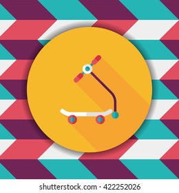 scooter flat icon with long shadow