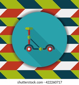 scooter flat icon with long shadow