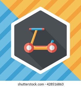 scooter flat icon with long shadow