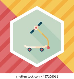 scooter flat icon with long shadow