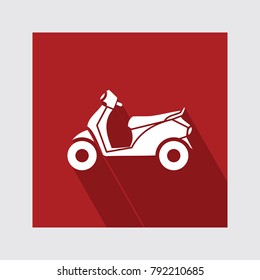 scooter flat icon with long shadow