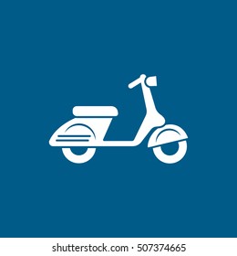 Scooter Flat Icon On Blue Background