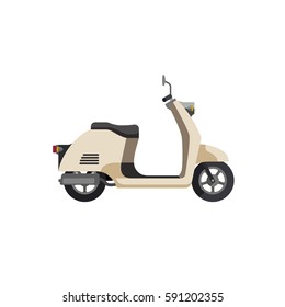 Scooter in flat style. Vector illustrations of retro little motorcycle.