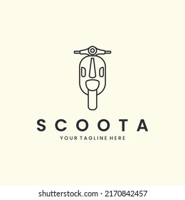 scooter front facing with linear style logo icon template design. motorcycle ,  vector illustration