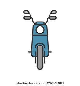 Scooter in front view color icon. Motorbike. Vespa. Isolated vector illustration