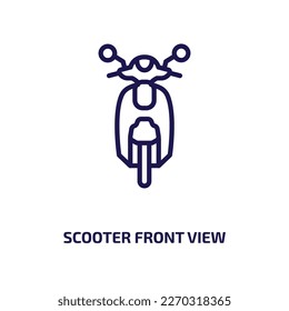 scooter front view icon from transportation collection. Thin linear scooter front view, view, scooter outline icon isolated on white background. Line vector scooter front view sign, symbol for web and