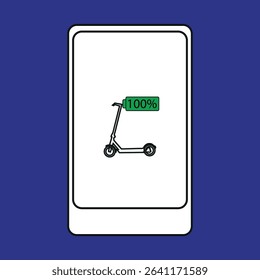 The scooter is fully charged in the mobile phone