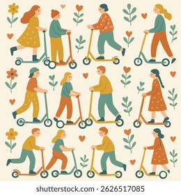 Scooter Fun Print Design in Vector