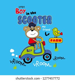 scooter funny cartoon,vector illustration - Vector