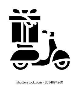 scooter gift glyph icon vector. scooter gift sign. isolated contour symbol black illustration