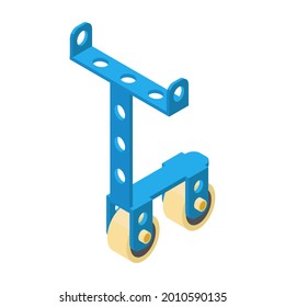 Scooter - hand drawn isometric vector illustration. Flat color design.