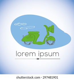  Scooter- hand drawn vector logo (sign, symbol, icon, illustration)