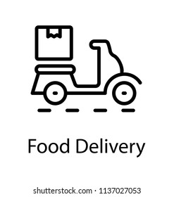 A scooter having attached box behind characterizing food delivery 