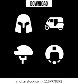 scooter icon. 4 scooter vector set. helmet and tuk tuk icons for web and design about scooter theme