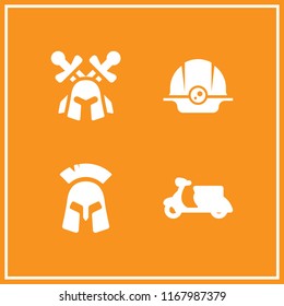 scooter icon. 4 scooter vector set. helmet and scooter bike icons for web and design about scooter theme