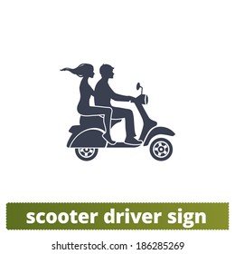 Scooter icon: couple vector sign.