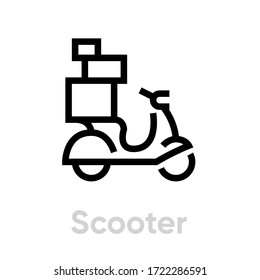 Scooter icon. Editable Line Vector. Delivery scooter sign suitable for infographics, websites and print media. Single Pictogram.