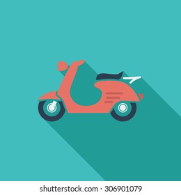 Scooter icon. Flat vector related icon with long shadow for web and mobile applications. It can be used as - logo, pictogram, icon, infographic element. Vector Illustration.