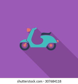 Scooter icon. Flat vector related icon with long shadow for web and mobile applications. It can be used as - logo, pictogram, icon, infographic element. Vector Illustration.