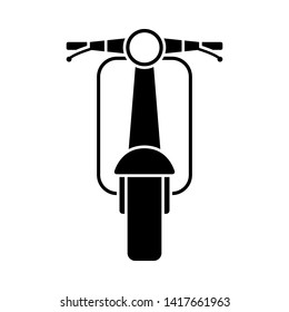 Scooter Icon Front View. Black on White. Vector Illustration.
