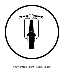 Scooter icon front view. Thin Circle Stencil Design. Vector Illustration.